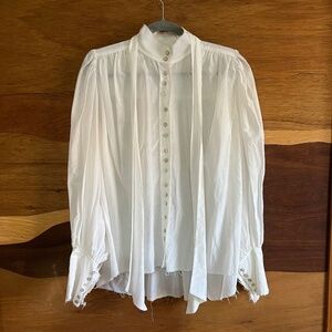 Button Through Blouse Ivory S- Amano by Lorena Laing